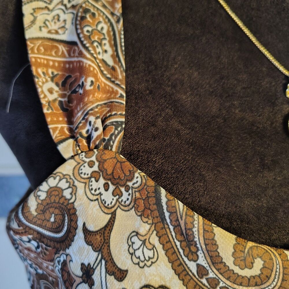 VTG Y2K Whimsical Layered Asymmetrical Paisley Brown Tanktop/T54 - Picture 4 of 8